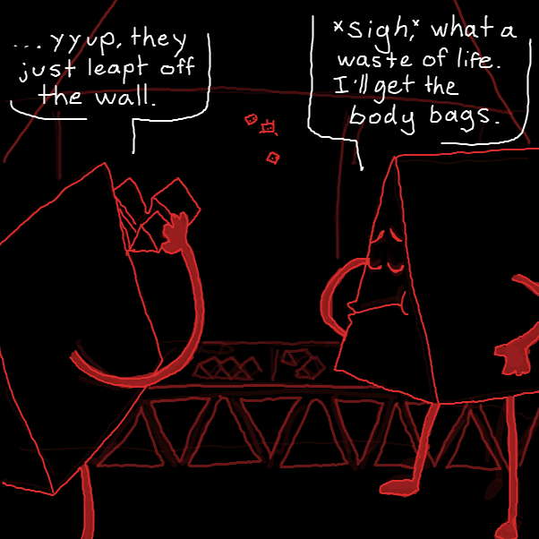 maybe the cubes should have TRI-ed talking to the wedges first? - Online Drawing Game Comic Strip Panel by Chepley
