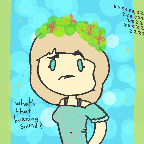 Drawing in flower crown by Cheddar Teeth