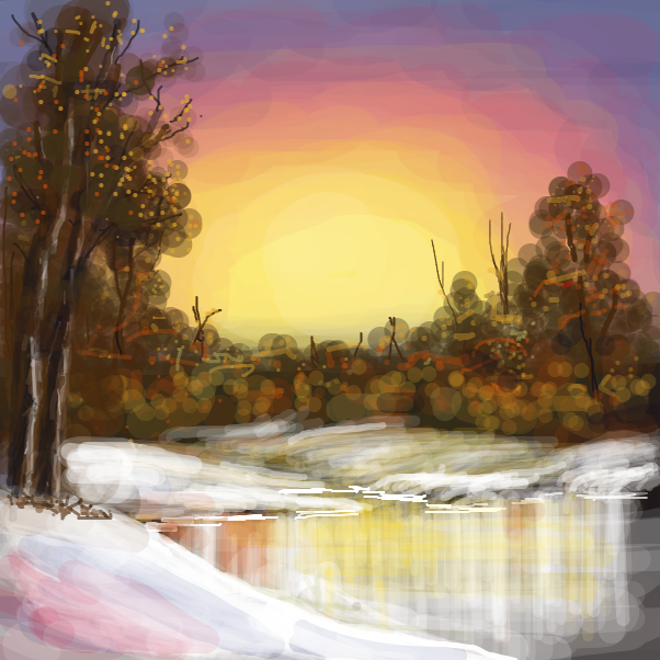 Drawing in Follow along with a Bob Ross video on Youtube. by Dogg