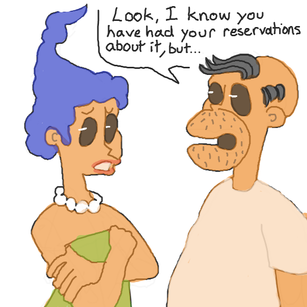 what is he on about? reservations about what? - Online Drawing Game Comic Strip Panel by Chepley