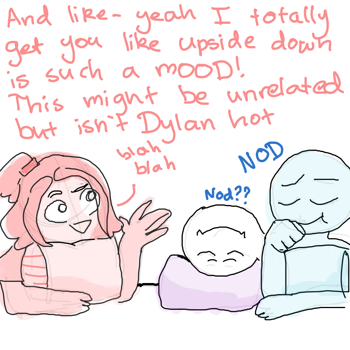 Drawing in Join me for a juicy gossipy sleepover by Garbage