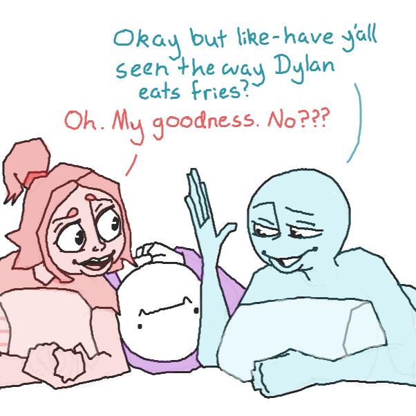 this is probably good for blue guy, hey? hangin' around with the friends, having a chat even though he's going through stuff - Online Drawing Game Comic Strip Panel by Chepley
