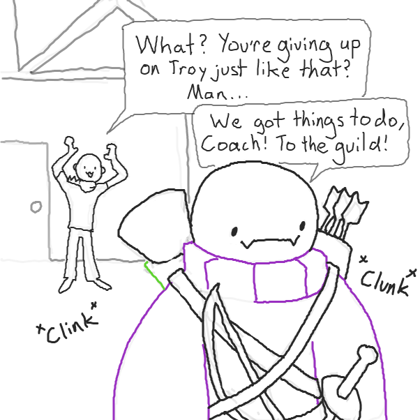 Hi Troy, bye Troy... - Online Drawing Game Comic Strip Panel by Chepley