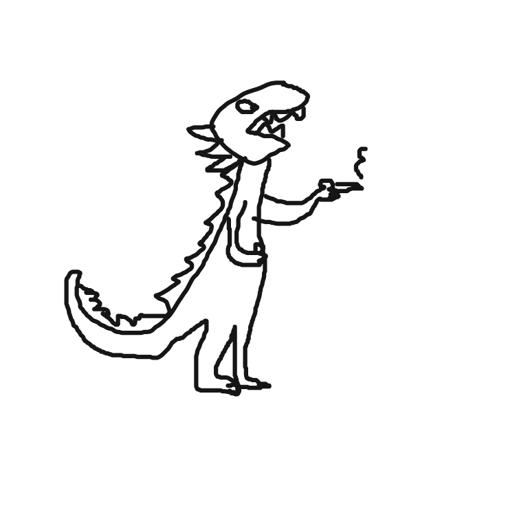 Drawing in Godzilla smoking a cigarette by Godzillamaster