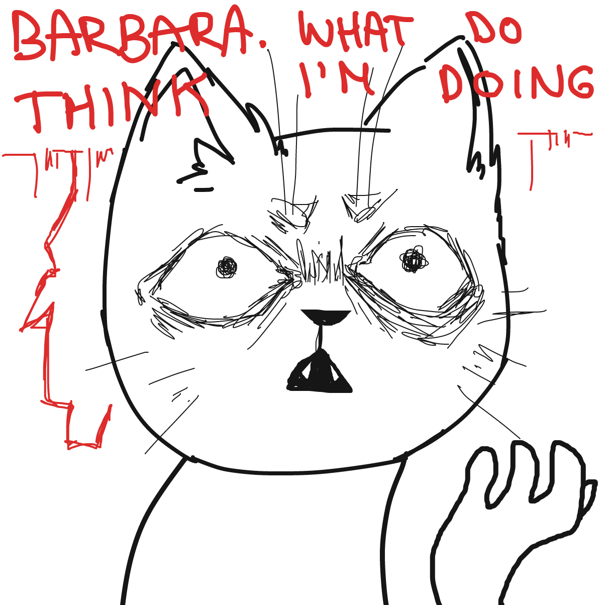 the cat's disappointed in the human race at this point - Online Drawing Game Comic Strip Panel by britishloaf