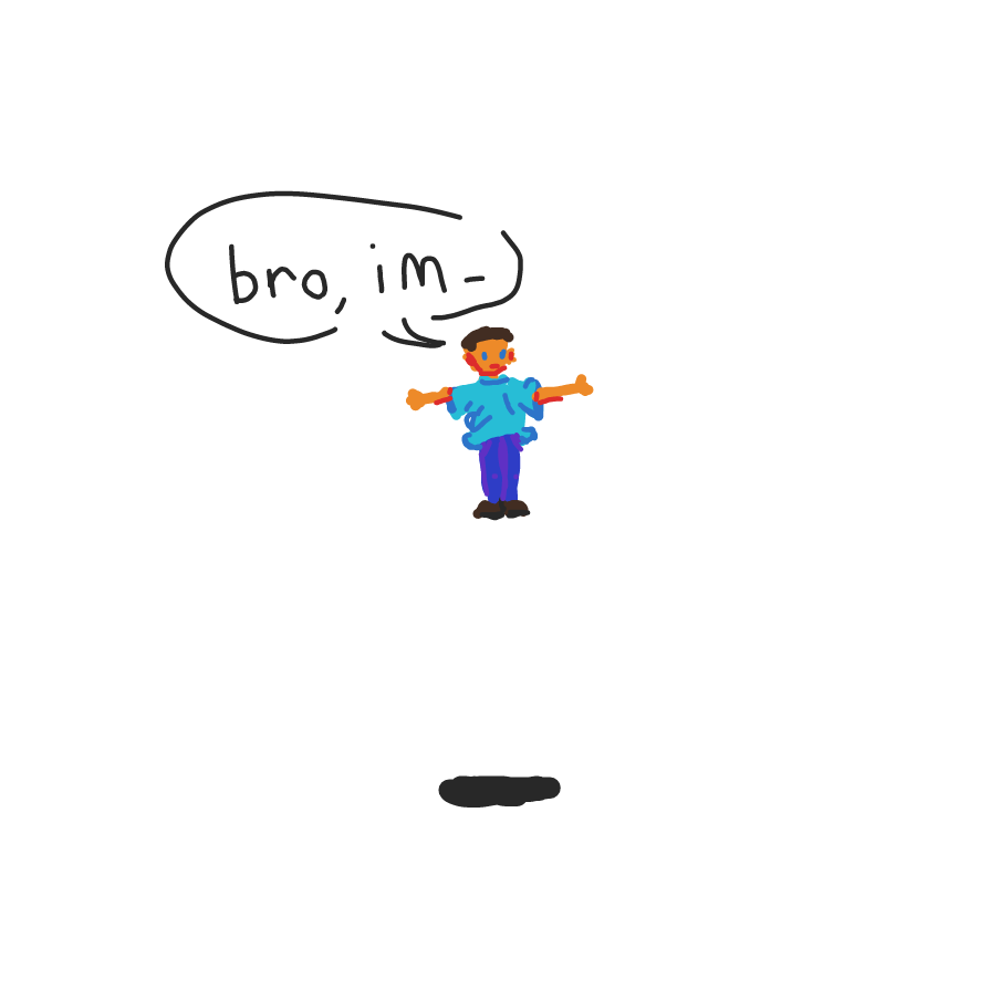 minecraft steve is floating in the air. he is saying, "bro, im-" - Online Drawing Game Comic Strip Panel by partyee