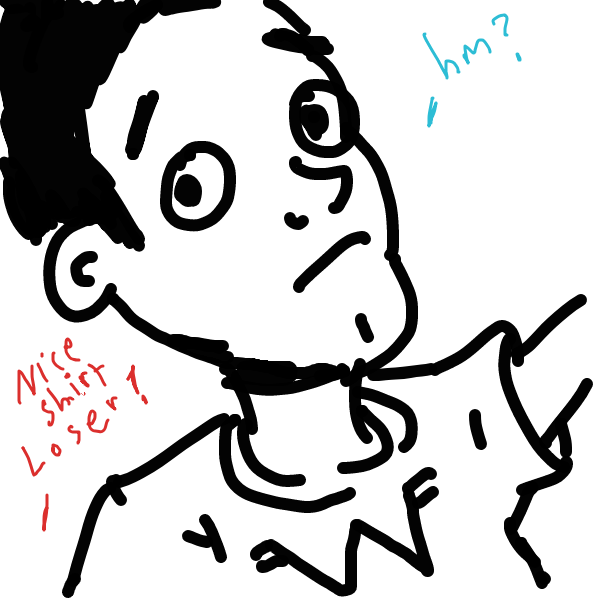 Somebody dissed his shirt - Online Drawing Game Comic Strip Panel by E.R. Conte