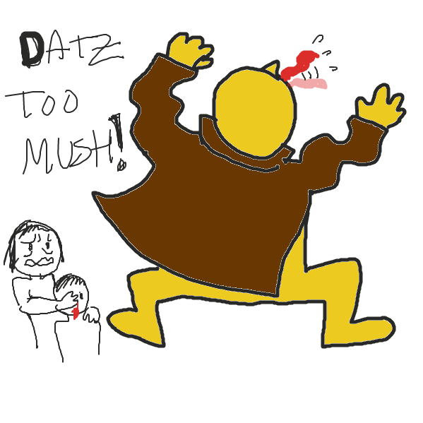 Datz too mush!!!- he screams as he goes nude around the streets - Online Drawing Game Comic Strip Panel by Indigonotblue