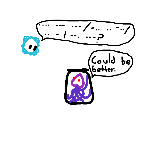 Nokori, goddess of secrets, started the whole universal takeover plan! "How did it go?" - Online Drawing Game Comic Strip Panel by ItzAki