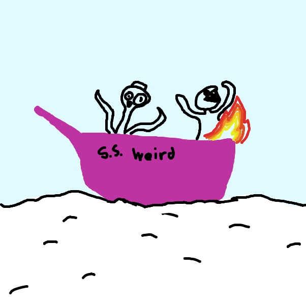 A boat... on fire... full of creatures... on a snowy day... on land - Online Drawing Game Comic Strip Panel by ItzAki