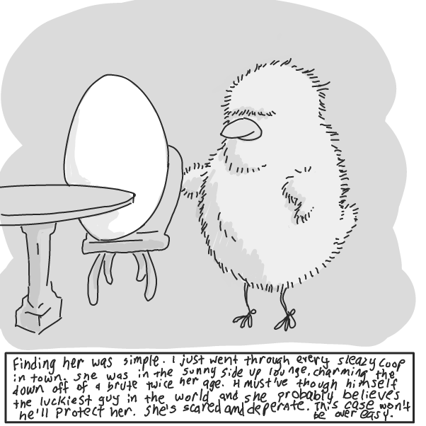 Some eggcellent detective noir. - Online Drawing Game Comic Strip Panel by Wizard Croissant