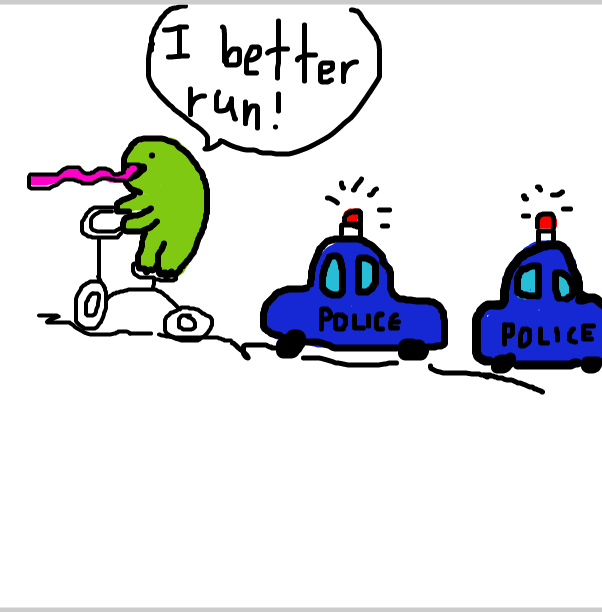 Liked webcomic Bicycle frog vs police cars