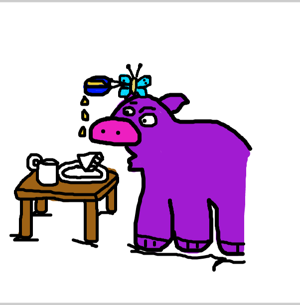 Drawing in Breakfast time for Henry Hippo and Betsy Butterfly by SteliosPapas