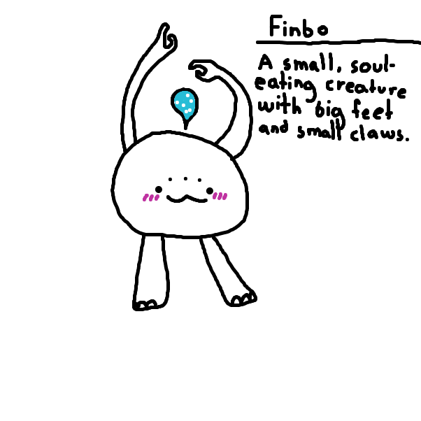 That blue thing contains all the souls it eats. If it pops, the Finbo loses its power. - Online Drawing Game Comic Strip Panel by ItzAki