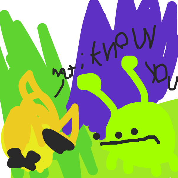 The weird head thingies meet a friend from somewhere else. - Online Drawing Game Comic Strip Panel by dytamic