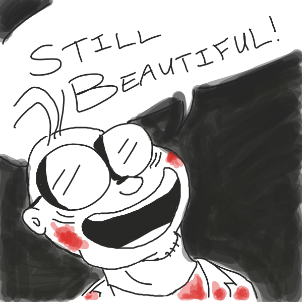Scientist still finds his creation beautiful.  - Online Drawing Game Comic Strip Panel by Loco-L