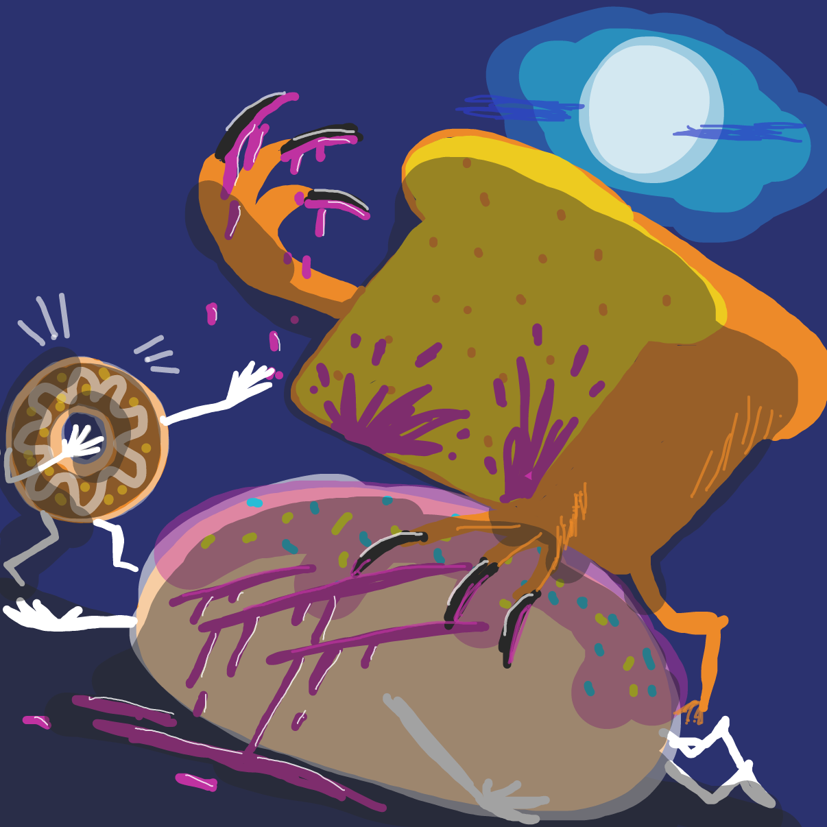 First panel in The Curse of the Were-loaf drawn in our free online drawing game