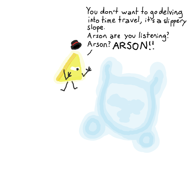 gaussian blurring into vagueness, will illuminati-triangle-man bring Arson back with the yelling?
 - Online Drawing Game Comic Strip Panel by Chepley