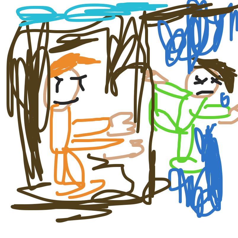Orange Dress Betrays Green Dress - Online Drawing Game Comic Strip Panel by PorkLoverIEATPORK827