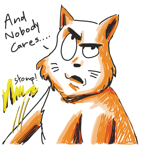 Cat making a blunt point and kills rat by stomping it with its paw.  - Online Drawing Game Comic Strip Panel by Loco-L