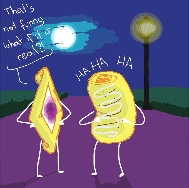 What if they were seeing a movie before that? Or perhaps they were discussing about a scary story?! - Online Drawing Game Comic Strip Panel by Sluggishfella