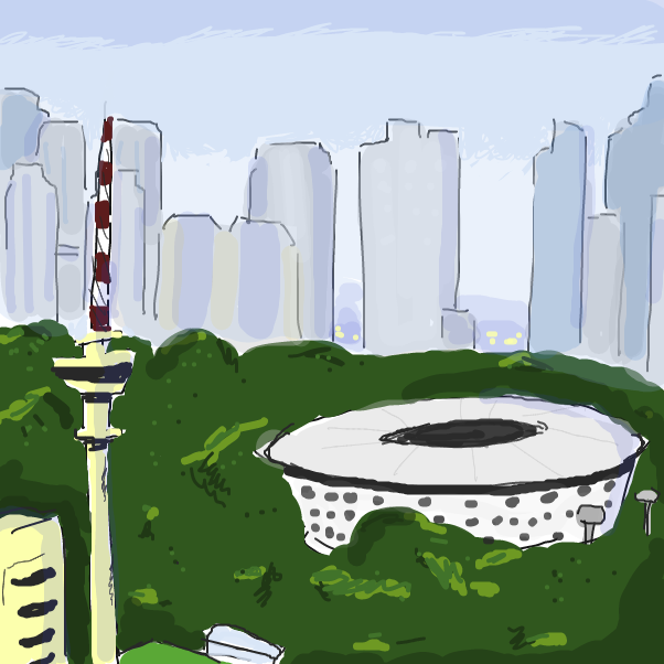 Drawing in city by [REDACTED]