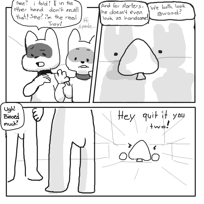 Wait... Troy is more friendlier then that! Suspicious... - Online Drawing Game Comic Strip Panel by Sluggishfella