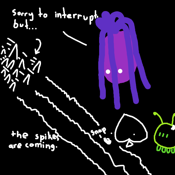 What do they do? Do they answer? Do they flee? Their exit is blocked by a wall of spikes... - Online Drawing Game Comic Strip Panel by ItzAki