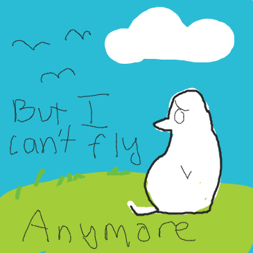 The bird gained too much weight and was unable to fly very well with his friends.. :( - Online Drawing Game Comic Strip Panel by Traphesty