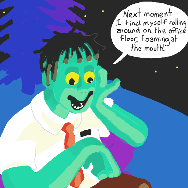 zombie accountant's tales aren't the most pleasurable for a midnight fire gathering... looks like one of the campers finds their story amusing, though!
 - Online Drawing Game Comic Strip Panel by Chepley