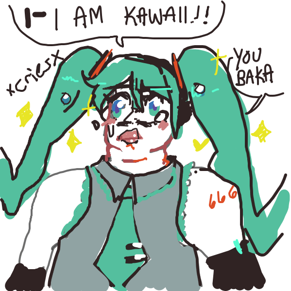 Hatsune Miku is sad by your remark  - Online Drawing Game Comic Strip Panel by Moonsalami