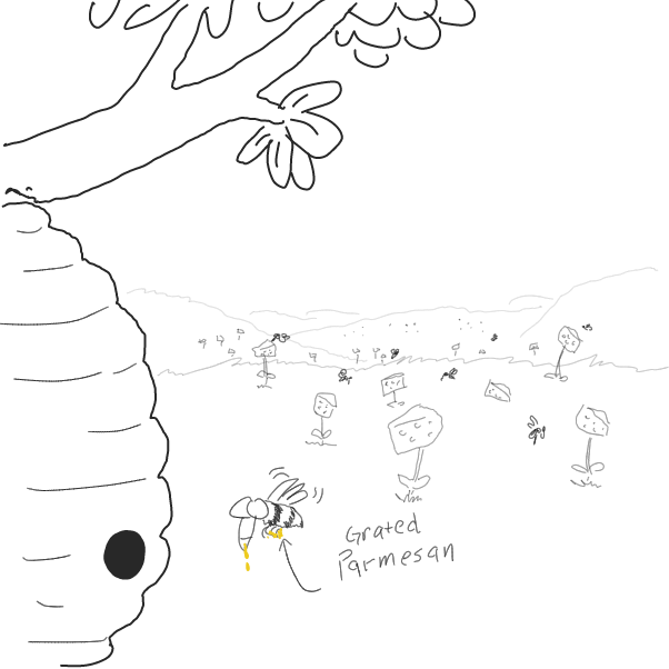 I knew it was cheese bee vomit! - Online Drawing Game Comic Strip Panel by Wizard Croissant