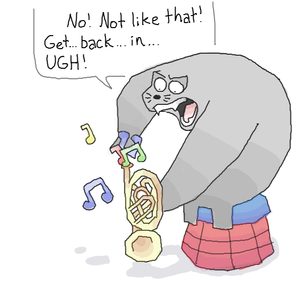 Steven seal would feel more comfortable with those notes put back into the french horn
will Steven achieve this? - Online Drawing Game Comic Strip Panel by Chepley