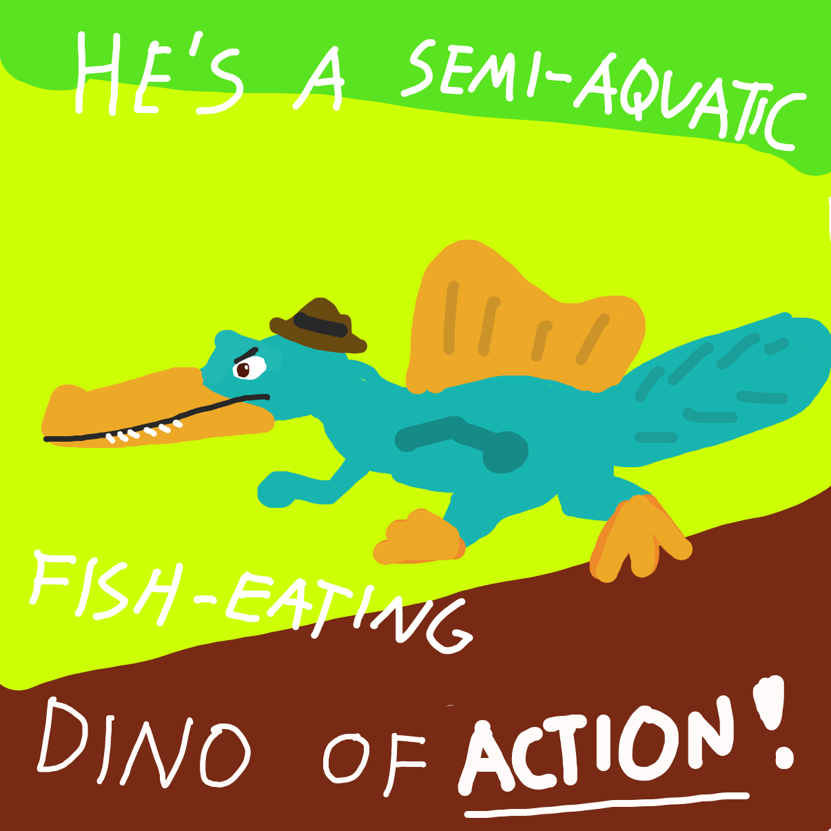 Drawing in Perry the Spinosaurus by bajira