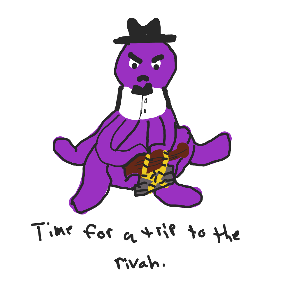 He is trying the violin to a cinderblock. - Online Drawing Game Comic Strip Panel by Hats