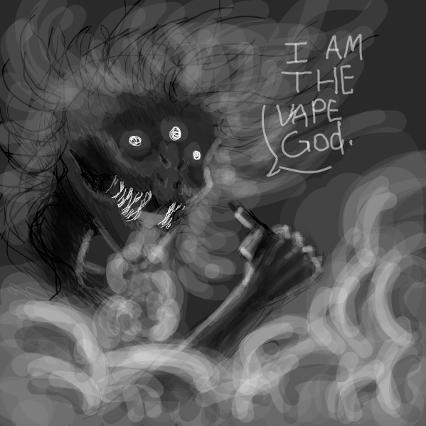 The vape god rises once more.  - Online Drawing Game Comic Strip Panel by Uncle Gnomi