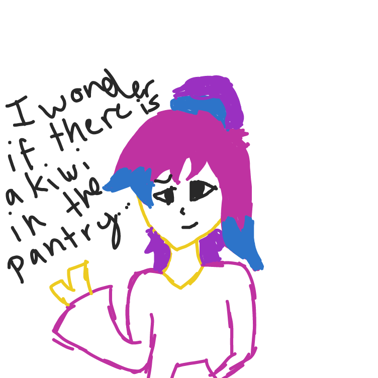 Vicky is wondering if a kiwi is in le pantry. - Online Drawing Game Comic Strip Panel by SierraR