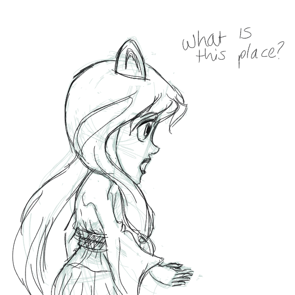 Drawing in Tina-Sakura Greets the demon by Sunset Shimmer