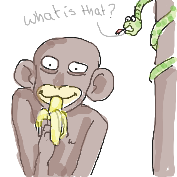 i forgot what monkeys look like. i know i have full access to google but i was stubborn

banane - Online Drawing Game Comic Strip Panel by Mojomos