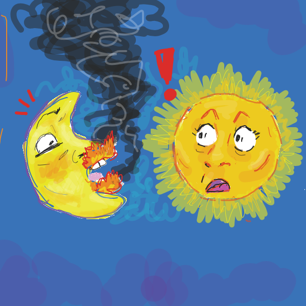 Drawing in Moon and sun by daisy key chain