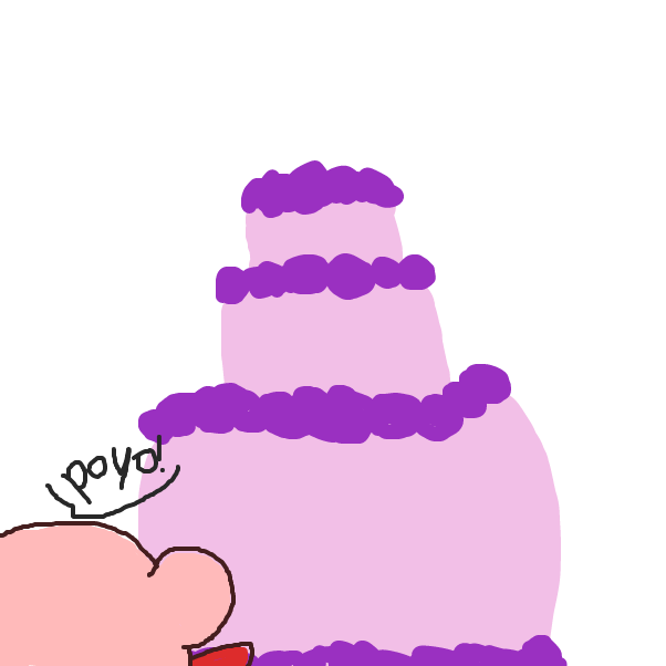 Kirby found a cake, but who's is it? - Online Drawing Game Comic Strip Panel by Derren