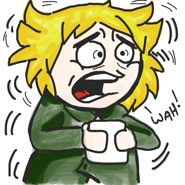 Cuts to how Tweek is actually reacting to the situation. He's feeling the pressure. - Online Drawing Game Comic Strip Panel by Loco-L