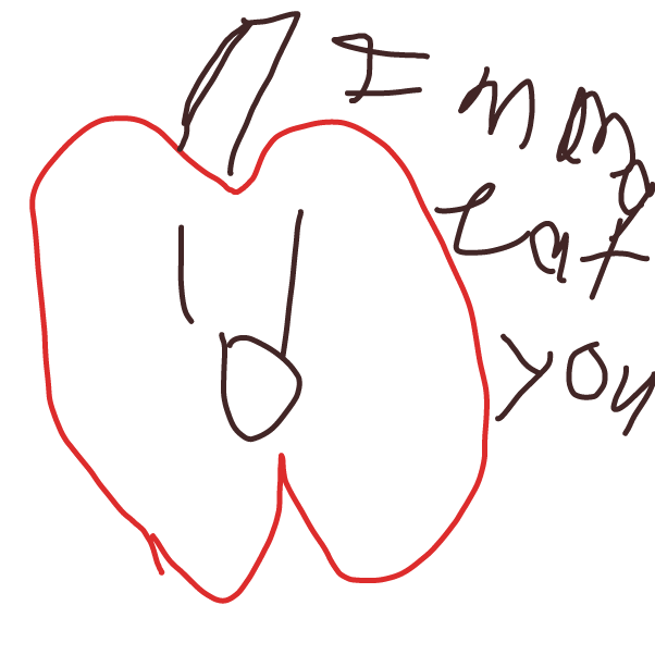Drawing in imma eat an apple by souls!