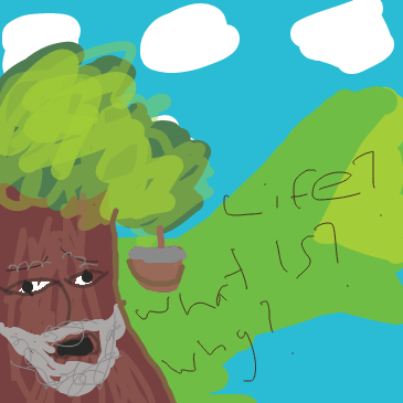 Old oak tree contemplating life. - Online Drawing Game Comic Strip Panel by Cosmo