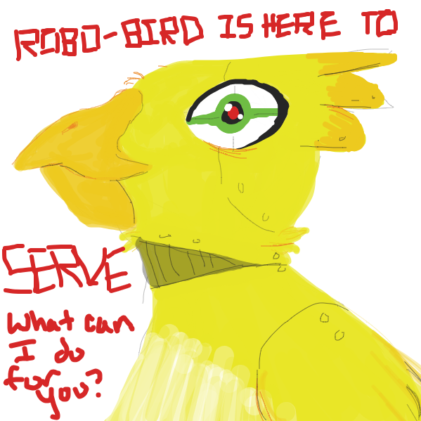 Robo-Bird is a good boy - Online Drawing Game Comic Strip Panel by Zacharieribbit