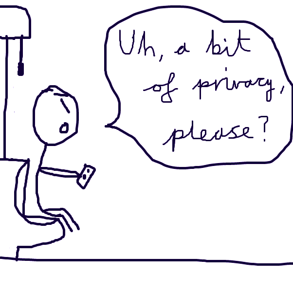 This guy is in the bathroom using his phone - Online Drawing Game Comic Strip Panel by pudsey99