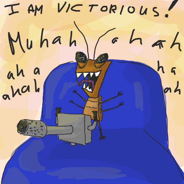 Drawing in Owen Owl vs Caleb Cockroach by Robro