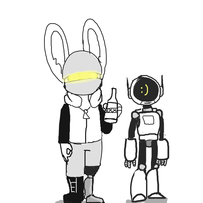Our Bun-bun and his assistant X. Both equally stupid.  - Online Drawing Game Comic Strip Panel by Sluggishfella