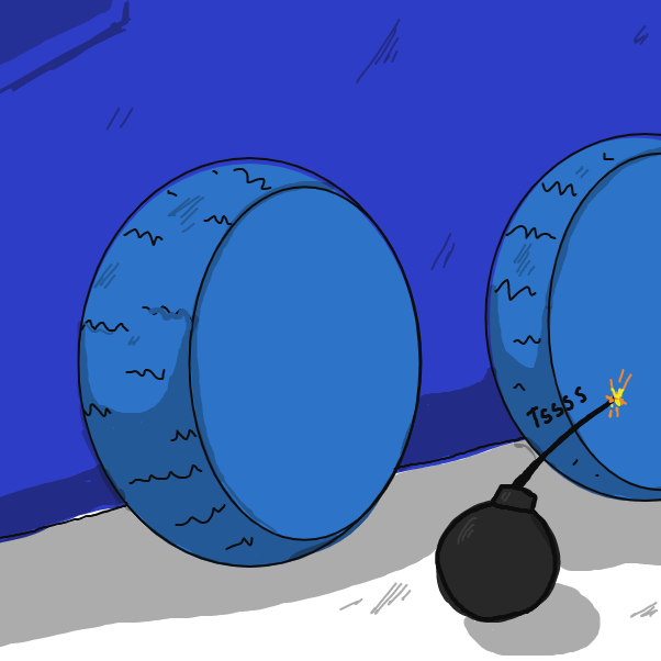 Drawing in Owen Owl vs Caleb Cockroach by Nephtys