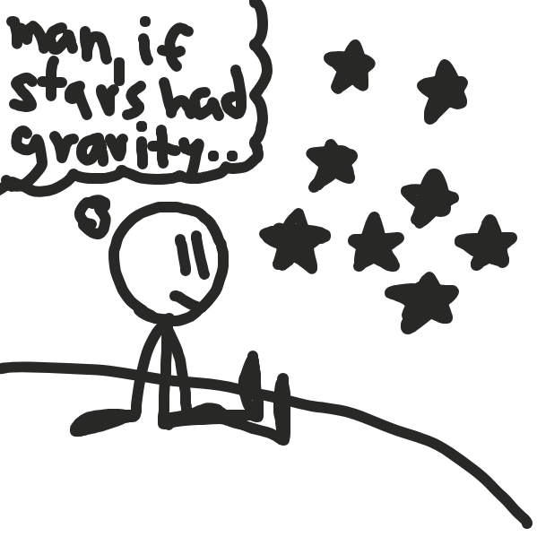 This stick figure is wondering what would happen if stars had gravity. - Online Drawing Game Comic Strip Panel by cherrybread